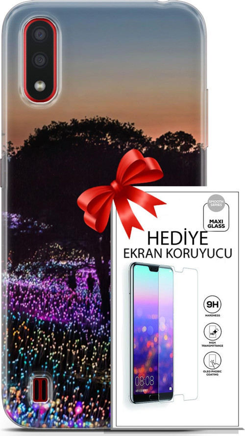 Samsung Galaxy A01 Kılıf Orijinal Seri Fantasy 11 Işıltılı Brookgreen 4K Baskılı Kılıf + Ekran Koruyucu
