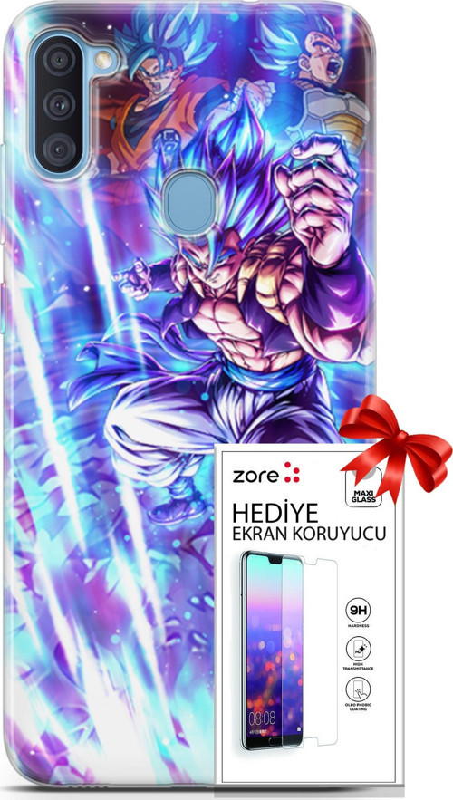 Samsung Galaxy A11 Kılıf Orijinal Seri Supers 17 Dragon Gogeta Anime Yumuşak Kılıf + Ekran Koruyucu