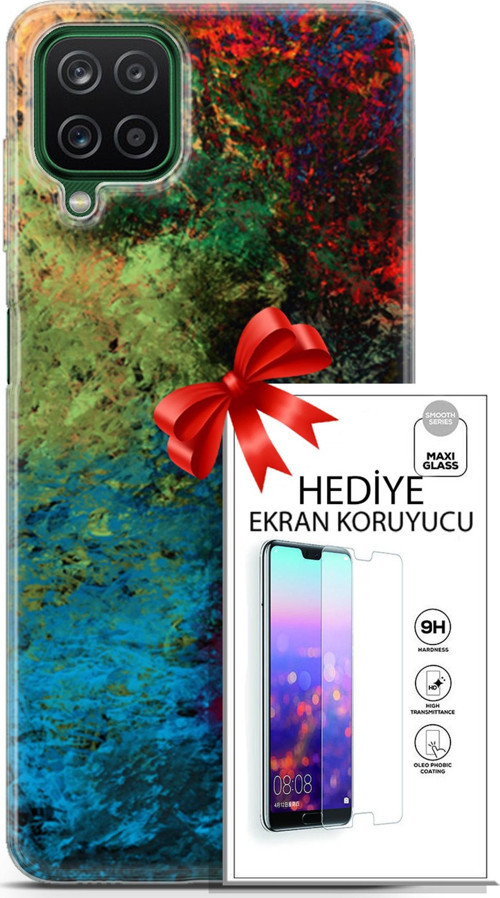 Samsung Galaxy A12 Kılıf Orijinal Seri Nature 16 Tuval Hediyelik Kılıf Ve Ekran Koruyucu