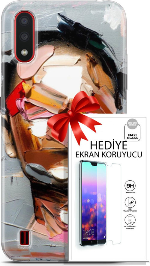 Samsung Galaxy A01 Kılıf Orijinal Seri Soul 01 Suratsız Telefon Kılıfı + Ekran Koruyucu