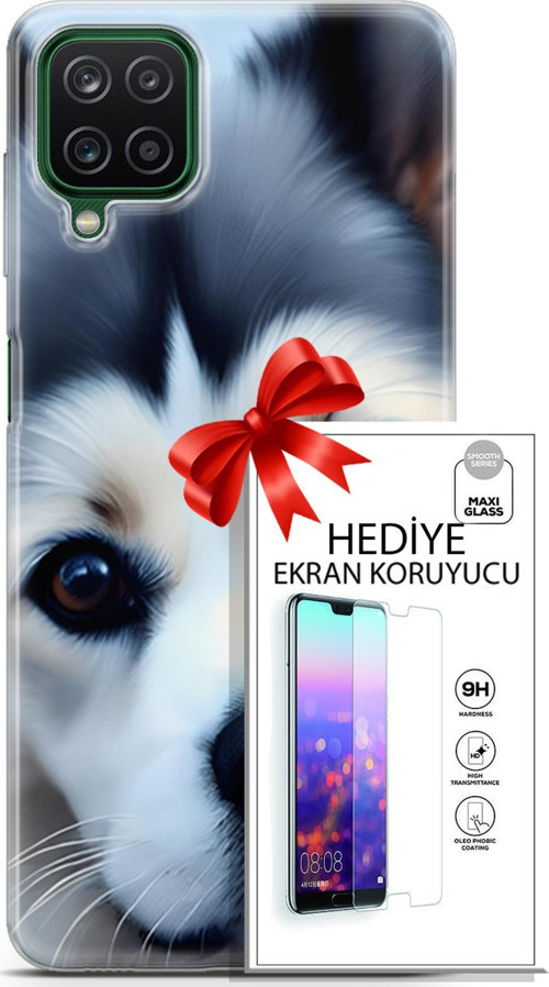 Samsung Galaxy A12 Kılıf Orijinal Seri Dogs 12 Shiba Tasarım Kılıf + Ekran Koruyucu