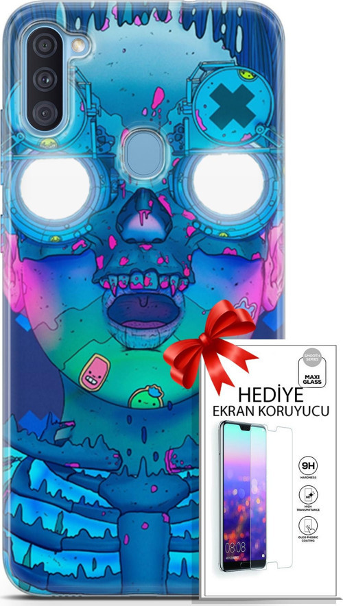 Samsung Galaxy A11 Kılıf Orijinal Seri Algorand 14 Robotika Cover Kılıf + Ön Ekran Koruyucu