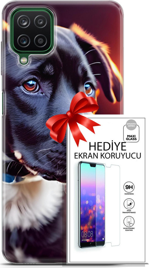 Samsung Galaxy A12 Kılıf Orijinal Seri Dogs 27 Rostov Lazer Kesim Silikon Ekran Koruyucu
