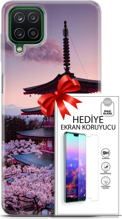 Samsung Galaxy A12 Kılıf Orijinal Seri Fantasy 04 Arakurayama Sengen Silikon Kılıf + Ekran Koruyucu