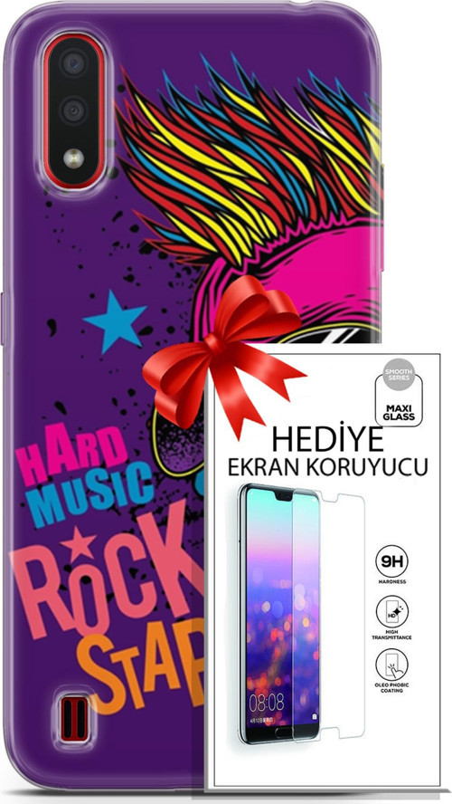 Samsung Galaxy A01 Kılıf Orijinal Seri Punky 16 Rockstar Hediyelik Kılıf Ve Ekran Koruyucu