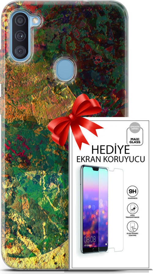 Samsung Galaxy A11 Kılıf Orijinal Seri Nature 26 Çok Renkli Soft Kapak + Ekran Koruyucu
