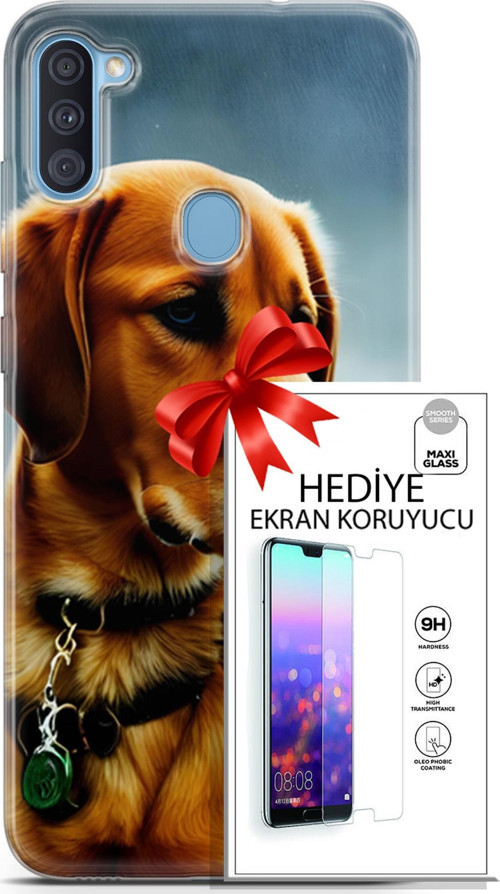 Samsung Galaxy A11 Kılıf Orijinal Seri Dogs 04 Labrador Silikon Kılıf + Ekran Koruyucu Full Koruma