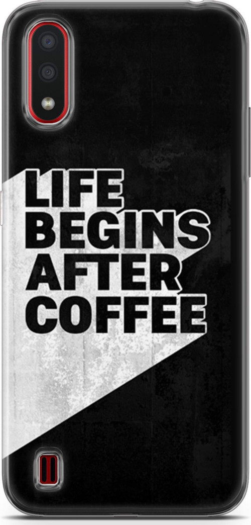 Samsung Galaxy A01 Kılıf Orijinal Seri Typo 02 Life Begins After Coffee Kapak