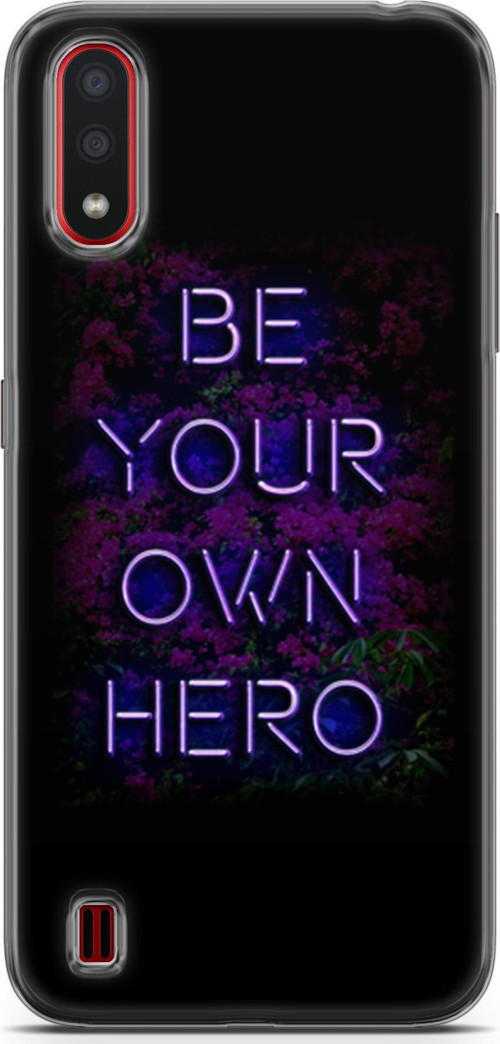 Samsung Galaxy A01 Kılıf Orijinal Seri Typo 15 Be Your Own Hero Kalın Silikon