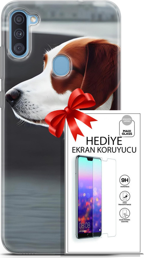 Samsung Galaxy A11 Kılıf Orijinal Seri Dogs 18 Süvari Köpeği Parlak Kılıf + Ekran Koruyucu Full Koruma
