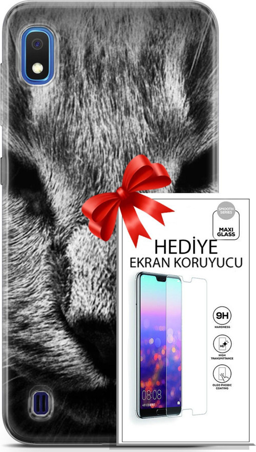 Samsung Galaxy A10 Kılıf Orijinal Seri Scotish-British 23 Gri Detay Kedi Telefon Kabı Ve Ekran Koruyucu
