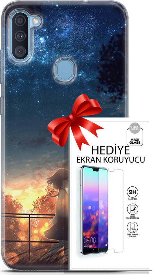 Samsung Galaxy A11 Kılıf Orijinal Seri Fantasy 21 Anime Yıldızlar Darbe Önleyici Kapak + Ön Ekran Koruyucu