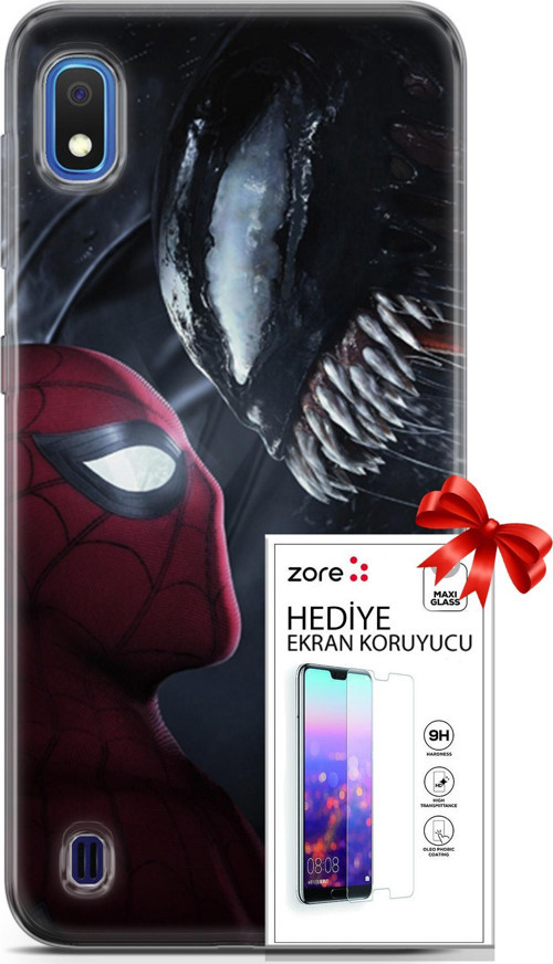 Samsung Galaxy A10 Kılıf Orijinal Seri Supers 09 Spider-Man Vs Venom Uv Kılıf Ve Ekran Koruyucu