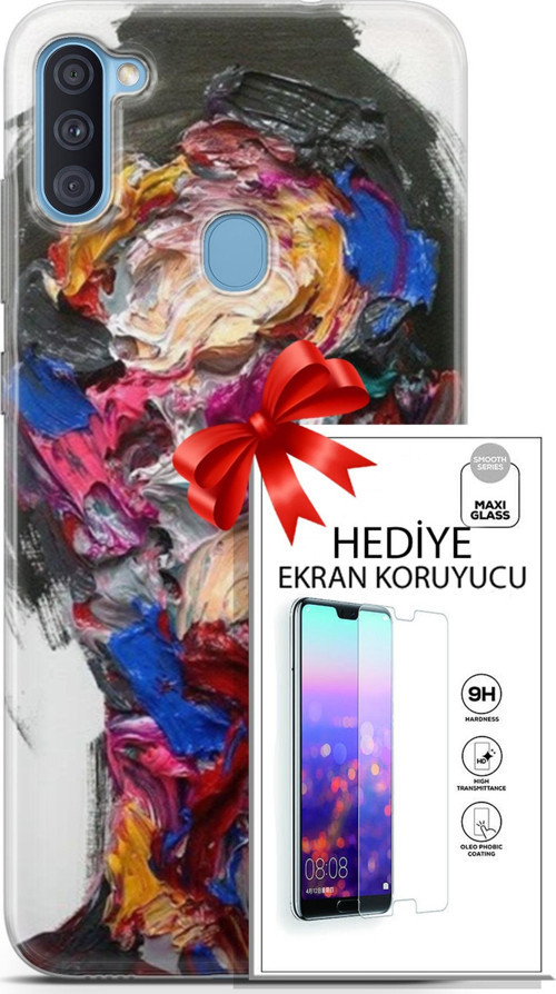 Samsung Galaxy A11 Kılıf Orijinal Seri Soul 02 Sanatsal Kapak Ve Ekran Koruyucu