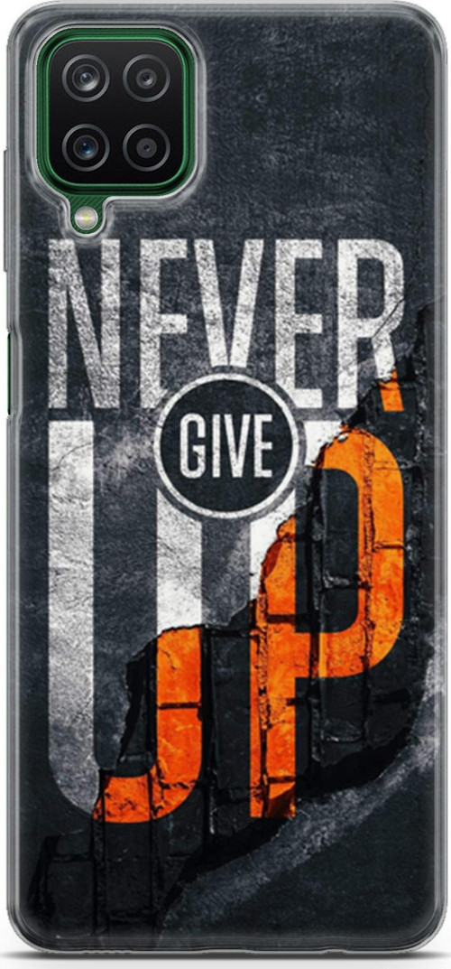 Samsung Galaxy A12 Kılıf Orijinal Seri Typo 29 Never Give Up Leke Tutmaz Kapak