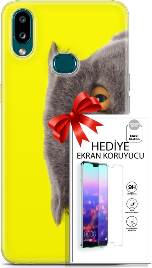 Samsung Galaxy A10S Kılıf Orijinal Seri Scotish-British 01 Scottish Fold Telefon Kılıfı + Ekran Koruyucu