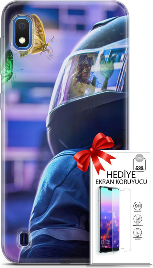 Samsung Galaxy A10 Kılıf Orijinal Seri Algorand 26 Kelebekler Soft Kapak + Ekran Koruyucu