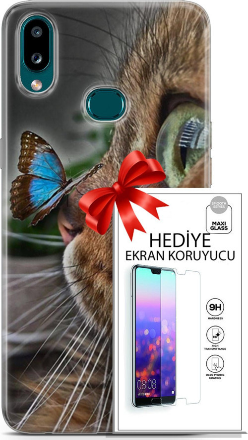 Samsung Galaxy A10S Kılıf Orijinal Seri Scotish-British 12 Munchkin Kelebek Tasarım Kılıf + Ekran Koruyucu