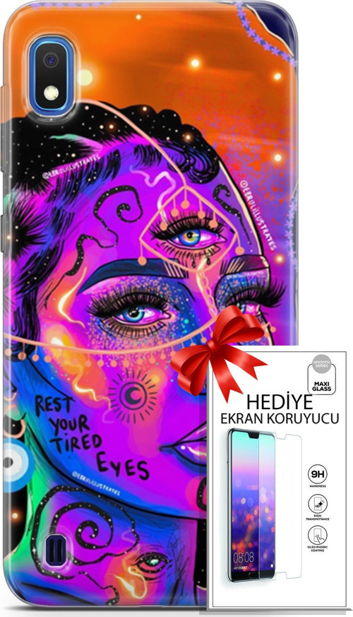 Samsung Galaxy A10 Kılıf Orijinal Seri Cardano 04 Rest Your Tired Silikon Kılıf + Ekran Koruyucu Ful