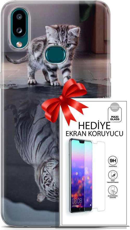 Samsung Galaxy A10S Kılıf Orijinal Seri Scotish-British 15 Yavru British Kalın Silikon + Ekran Koruyucu