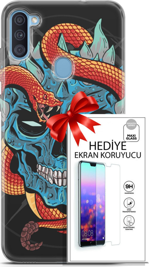 Samsung Galaxy A11 Kılıf Orijinal Seri Punky 13 Şeytan Case Kapak Ekran Koruyucu