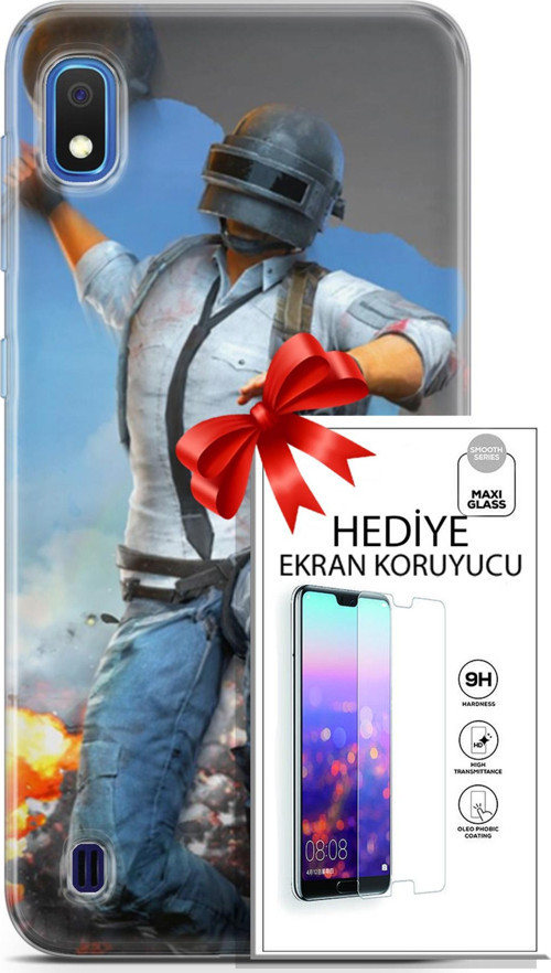 Samsung Galaxy A10 Kılıf Orijinal Seri Pubg 01 Action Figur Telefon Kılıfı + Ekran Koruyucu