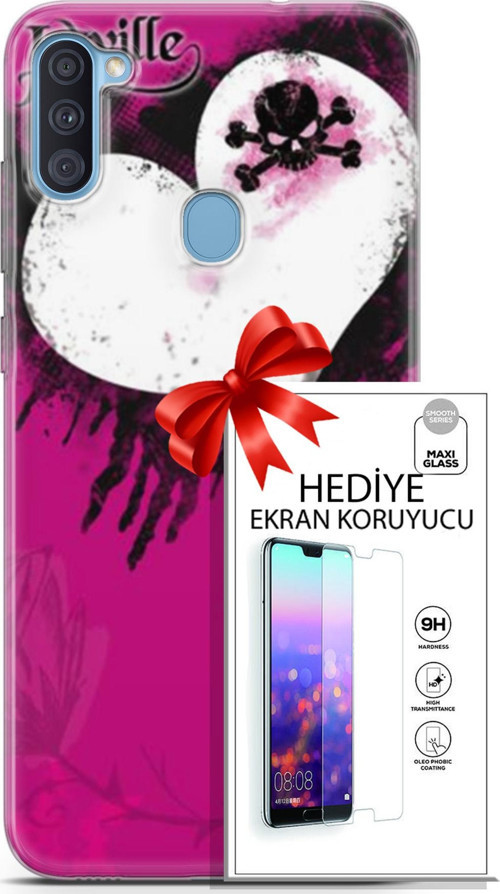 Samsung Galaxy A11 Kılıf Orijinal Seri Punky 27 Jaxville Lazer Kesim Silikon Ekran Koruyucu