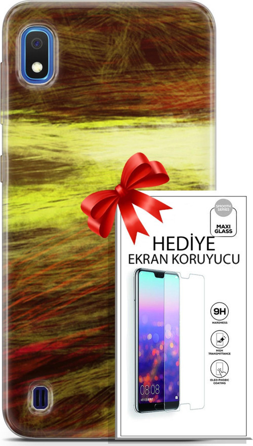 Samsung Galaxy A10 Kılıf Orijinal Seri Nature 23 Sarı Turuncu Telefon Kabı Ve Ekran Koruyucu