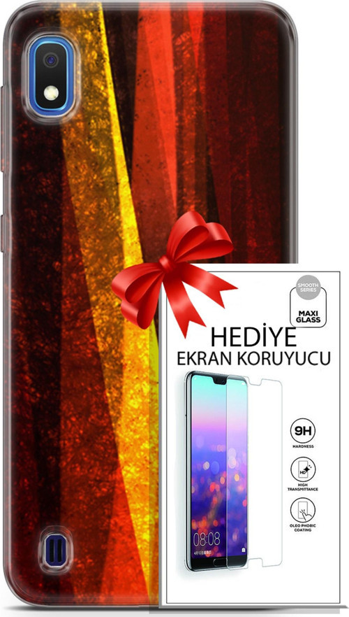 Samsung Galaxy A10 Kılıf Orijinal Seri Nature 17 Sarı Katman Yumuşak Kılıf + Ekran Koruyucu