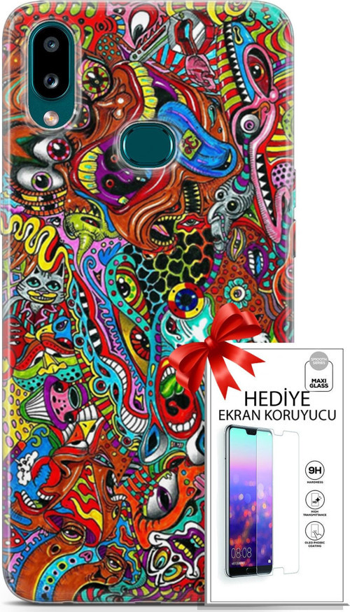 Samsung Galaxy A10S Kılıf Orijinal Seri Cardano 02 Grafitti Kapak Ve Ekran Koruyucu