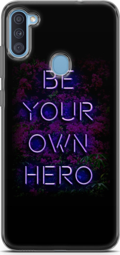 Samsung Galaxy A11 Kılıf Orijinal Seri Typo 15 Be Your Own Hero Kalın Silikon