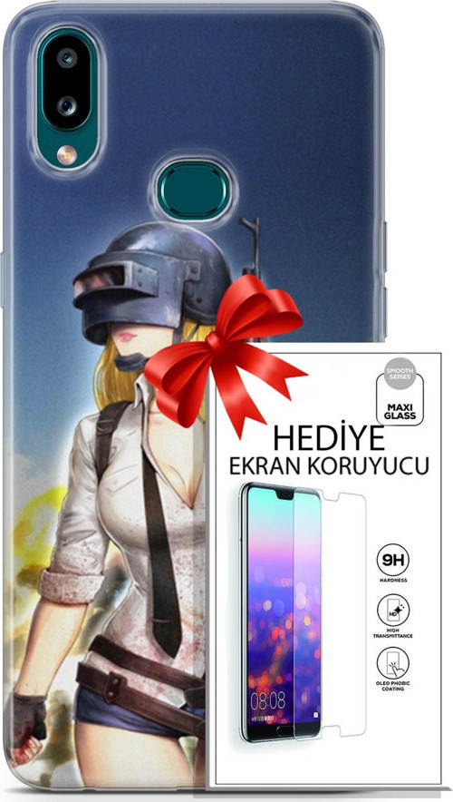 Samsung Galaxy A10S Kılıf Orijinal Seri Pubg 27 Anna Lazer Kesim Silikon Ekran Koruyucu