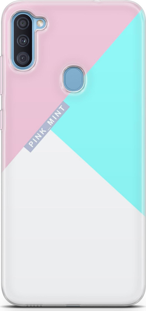 Samsung Galaxy A11 Kılıf Orijinal Seri Typo 08 Pink Mint Baskılı Kılıf