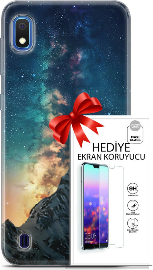 Samsung Galaxy A10 Kılıf Orijinal Seri Fantasy 19 Mavi Gece Tam Koruma Kılıf + Ekran Koruyucu