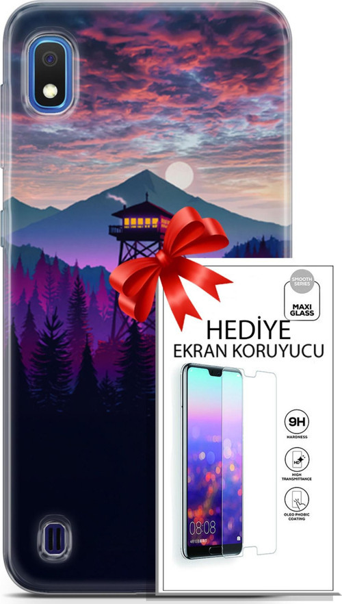 Samsung Galaxy A10 Kılıf Orijinal Seri Fantasy 17 Orman Kule Yumuşak Kılıf + Ekran Koruyucu