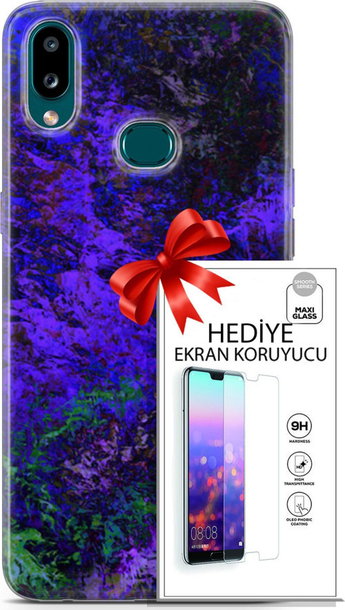Samsung Galaxy A10S Kılıf Orijinal Seri Nature 30 Mor Tonlar Kenarları Şeffaf Kapak Ve Ekran Koruyucu