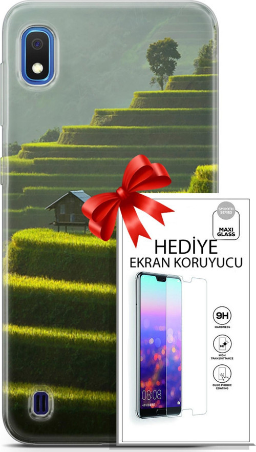 Samsung Galaxy A10 Kılıf Orijinal Seri Fantasy 23 Çay Tarlası Telefon Kabı Ve Ekran Koruyucu