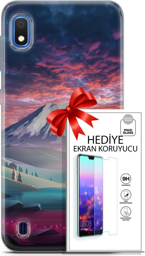 Samsung Galaxy A10 Kılıf Orijinal Seri Fantasy 14 Karlı Dağ Cover Kılıf + Ön Ekran Koruyucu