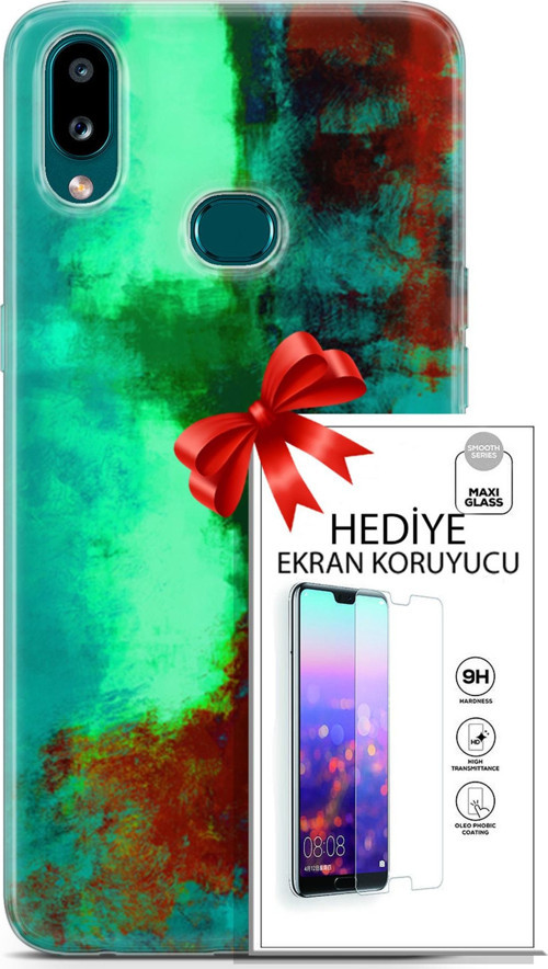 Samsung Galaxy A10S Kılıf Orijinal Seri Nature 20 Yeşil Kahve Renkli Kılıf Ekran Koruyucu