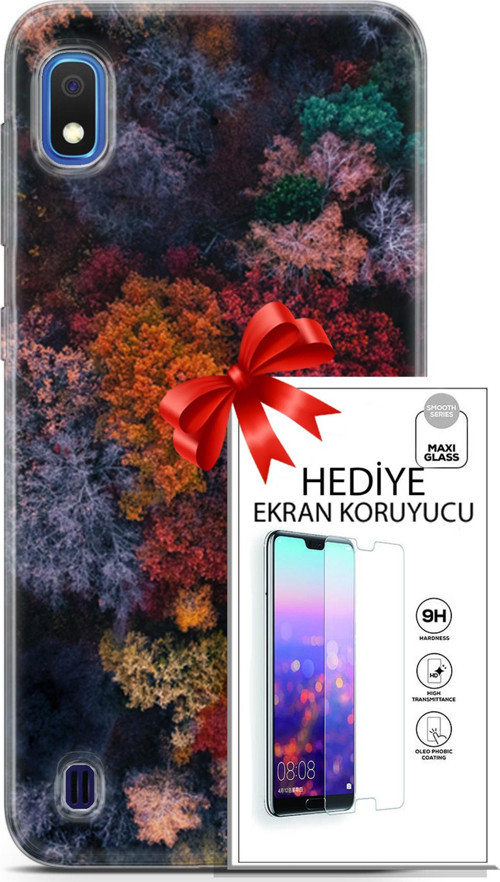 Samsung Galaxy A10 Kılıf Orijinal Seri Fantasy 16 Renkli Ağaçlar Hediyelik Kılıf Ve Ekran Koruyucu