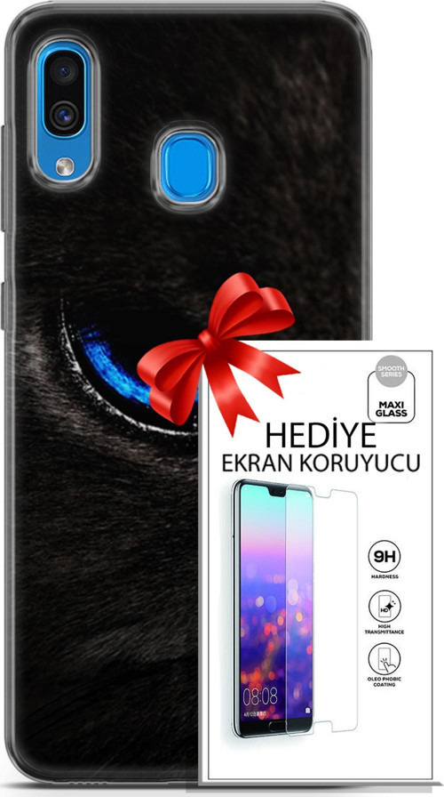 Samsung Galaxy A20 Kılıf Orijinal Seri Scotish-British 25 Maine Coon Soyulmayan Kılıf + Ekran Koruyucu