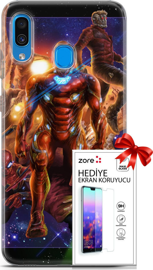 Samsung Galaxy A20 Kılıf Orijinal Seri Supers 28 Avengers Endgame İz Bırakmayan Kılıf + Ön Ekran Koruyucu