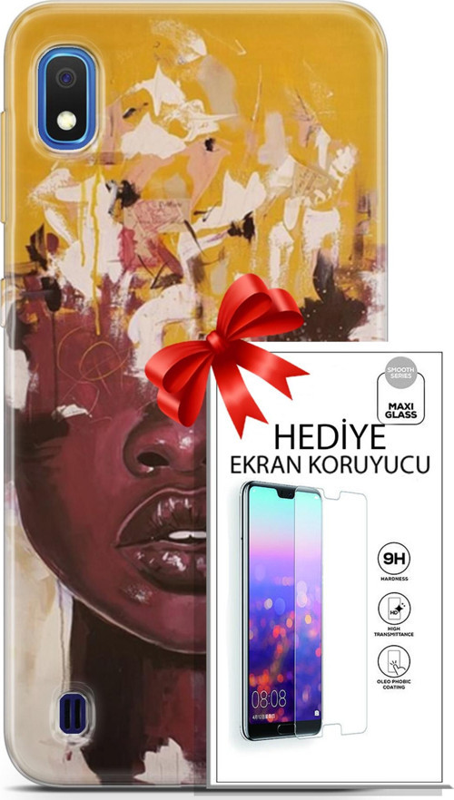 Samsung Galaxy A10 Kılıf Orijinal Seri Soul 23 Sarı Kahverengi Telefon Kabı Ve Ekran Koruyucu
