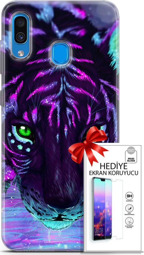 Samsung Galaxy A20 Kılıf Orijinal Seri Algorand 16 Pembe Neon Hediyelik Kılıf Ve Ekran Koruyucu