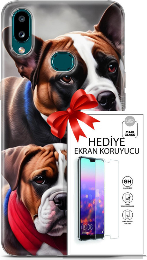 Samsung Galaxy A10S Kılıf Orijinal Seri Dogs 25 Alman Boksör Soyulmayan Kılıf + Ekran Koruyucu Full