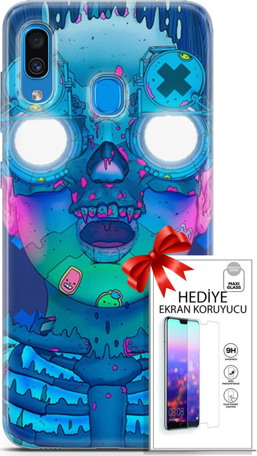 Samsung Galaxy A20 Kılıf Orijinal Seri Algorand 14 Robotika Cover Kılıf + Ön Ekran Koruyucu