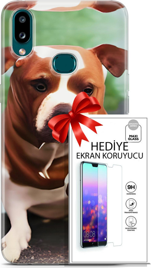 Samsung Galaxy A10S Kılıf Orijinal Seri Dogs 29 American Staffordshire Leke Tutmaz Kapak + Ekran Koruyucu