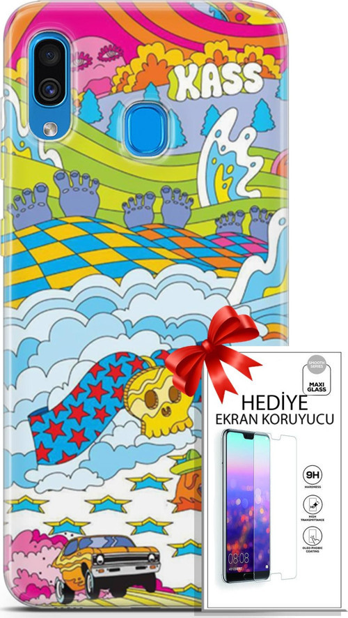 Samsung Galaxy A20 Kılıf Orijinal Seri Cardano 01 Yıldız Bulut Telefon Kılıfı + Ekran Koruyucu