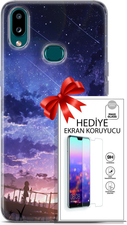 Samsung Galaxy A10S Kılıf Orijinal Seri Fantasy 09 Kayan Yıldızlar Uv Kılıf Ve Ekran Koruyucu
