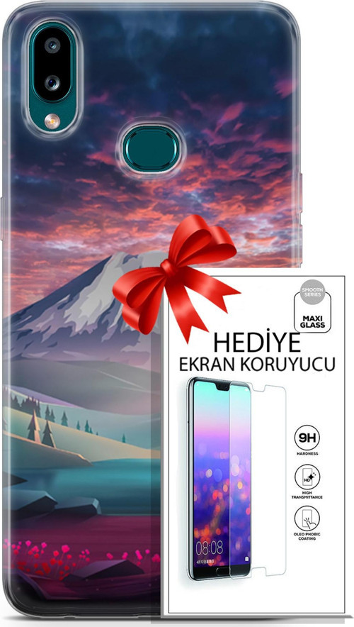 Samsung Galaxy A10S Kılıf Orijinal Seri Fantasy 14 Karlı Dağ Cover Kılıf + Ön Ekran Koruyucu